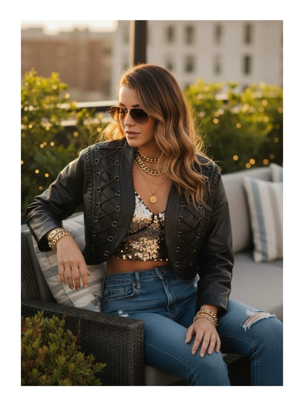 Vintage 90s: Erez x Lillie Rubin ☻︎ Whip Stitch Leather Jacket ☻︎ Gold Hardware - Picture 13 of 16